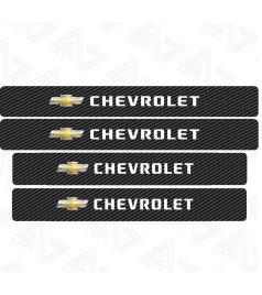 Kit 4 Peças Adesivo Soleira de Porta Carro Modelo Chevrolet Proteção Fibra de Carbono Anti Arranhões