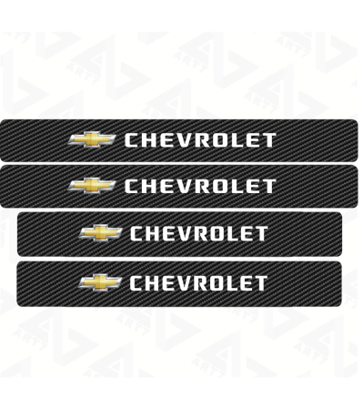Kit 4 Peças Adesivo Soleira de Porta Carro Modelo Chevrolet Proteção Fibra de Carbono Anti Arranhões
