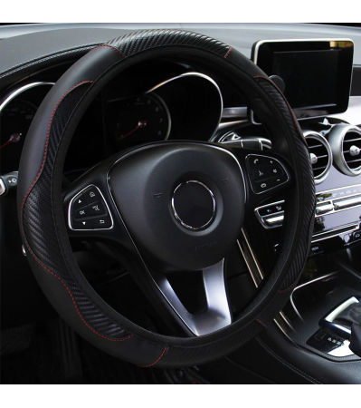 Capa do Volante e Cinto de Segurança Antiderrapante em Fibra de Carbono para Carro