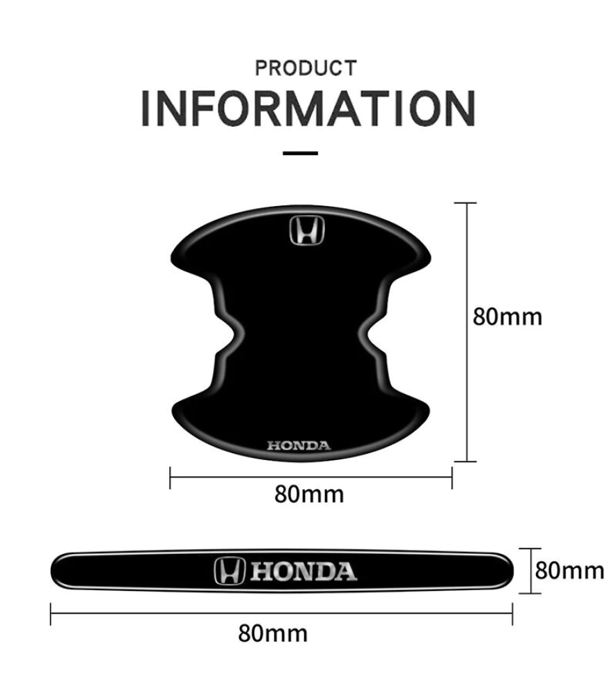 8 Unidades Protetor De Maçaneta De Porta De Metal Com Tira Anticolisão De Carro Adequado Para Honda Civic HRV BRV CRV
