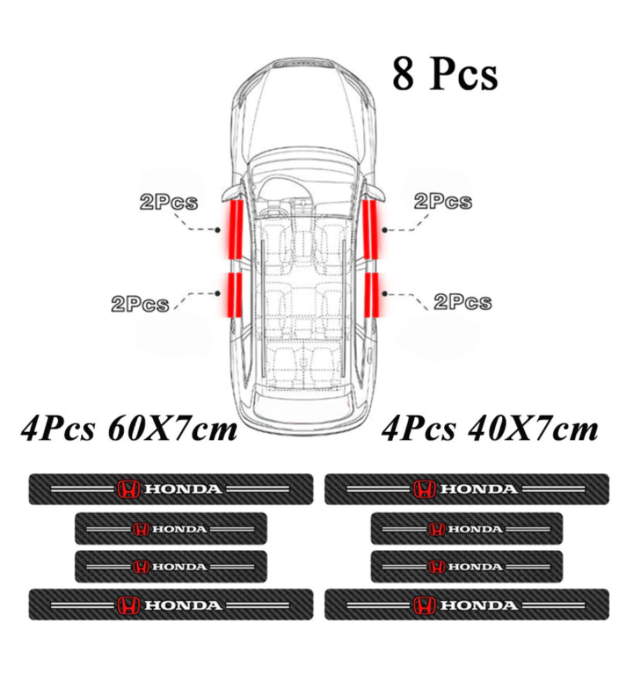 8 Peças Adesivos De Soleira De Porta De Carro Decalques Antiarranhões Para Limiar-Malas Honda Civic XR-V CR-Z CRV HRV Ci